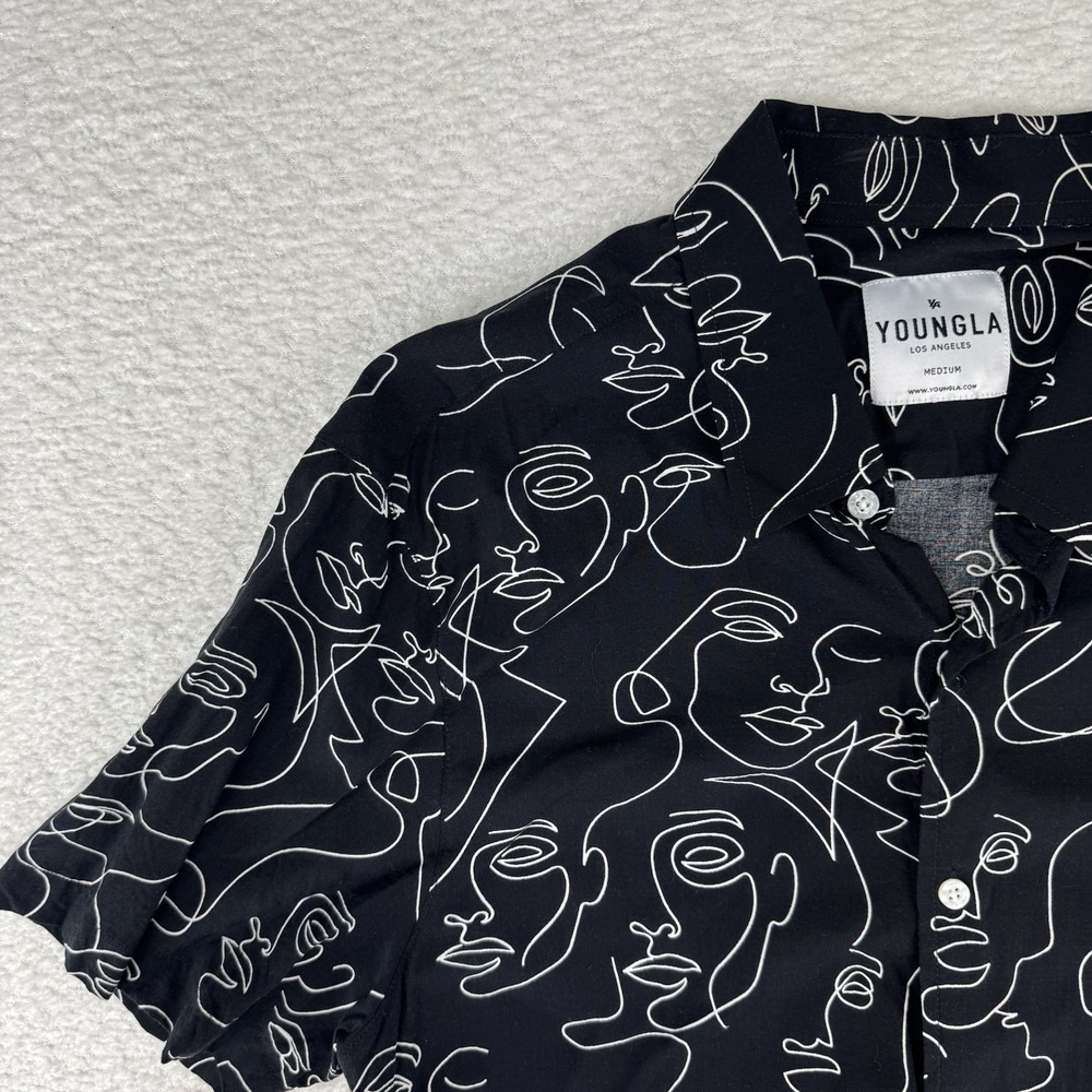 Youngla Face Silhouette Pattern Button Up Shirt M… - image 3